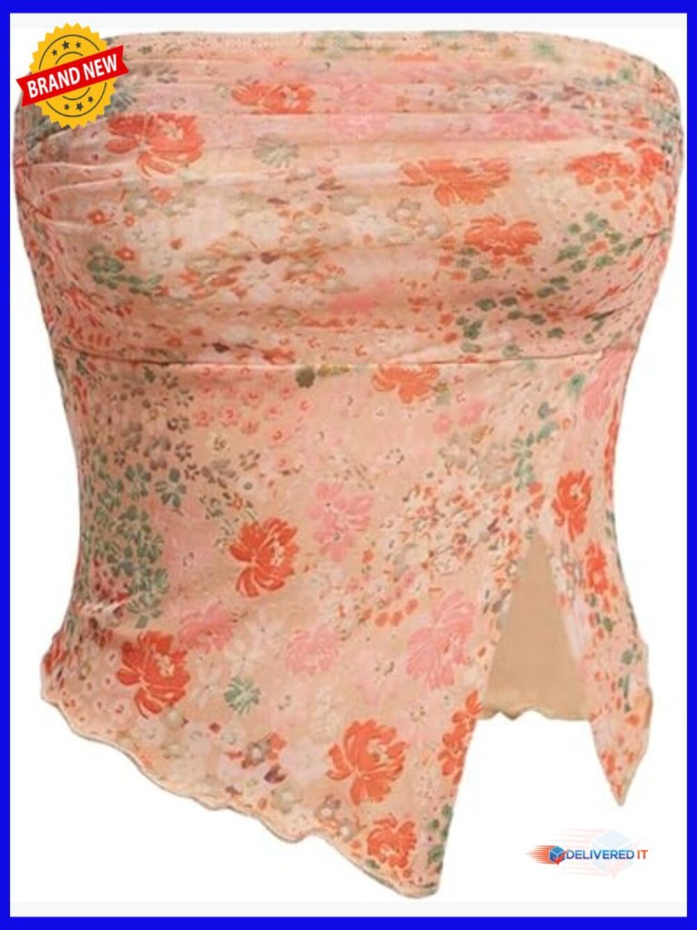 Floral Mesh Strapless Ruched Tube Top Y2k Going Out Crop Tank